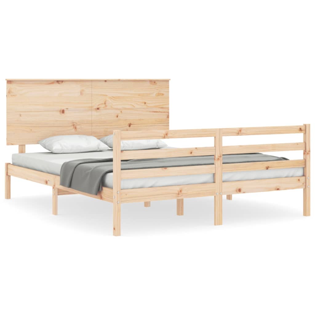 Bed Frame without Mattress King Size Solid Wood