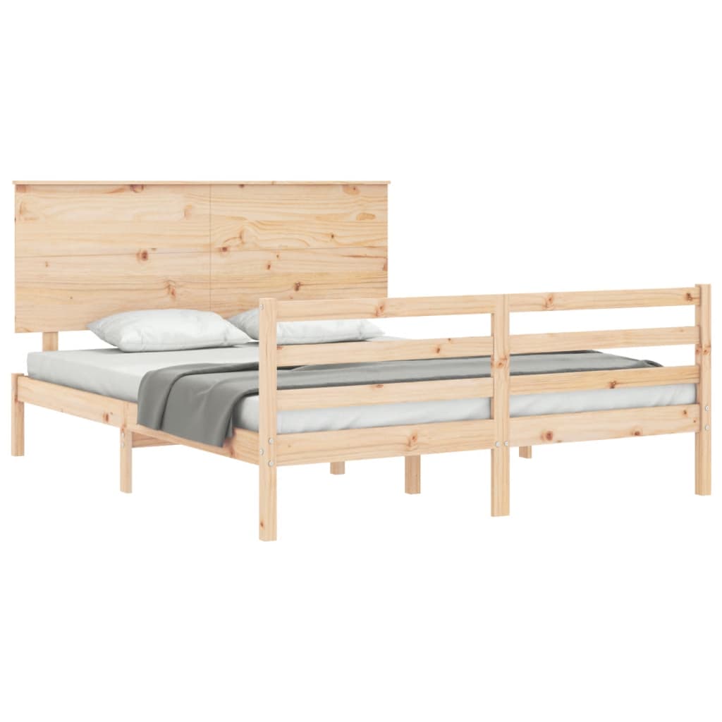 Bed Frame without Mattress King Size Solid Wood