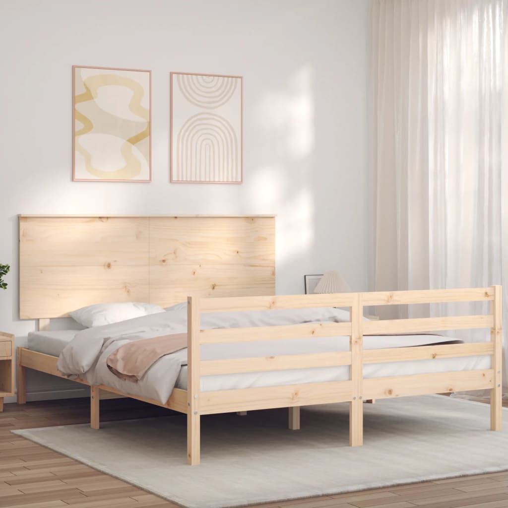 Bed Frame without Mattress King Size Solid Wood