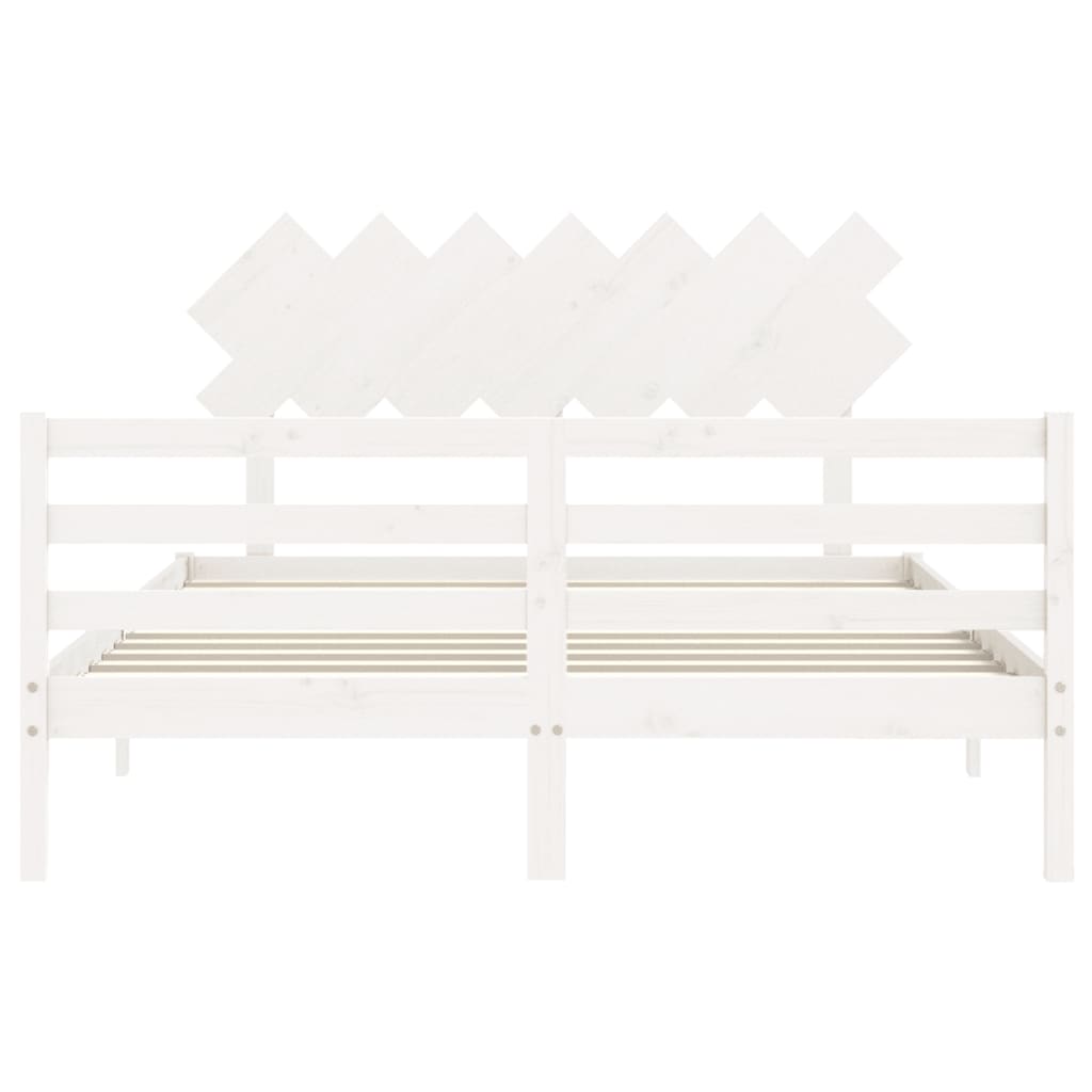 Bed Frame without Mattress White King Size Solid Wood