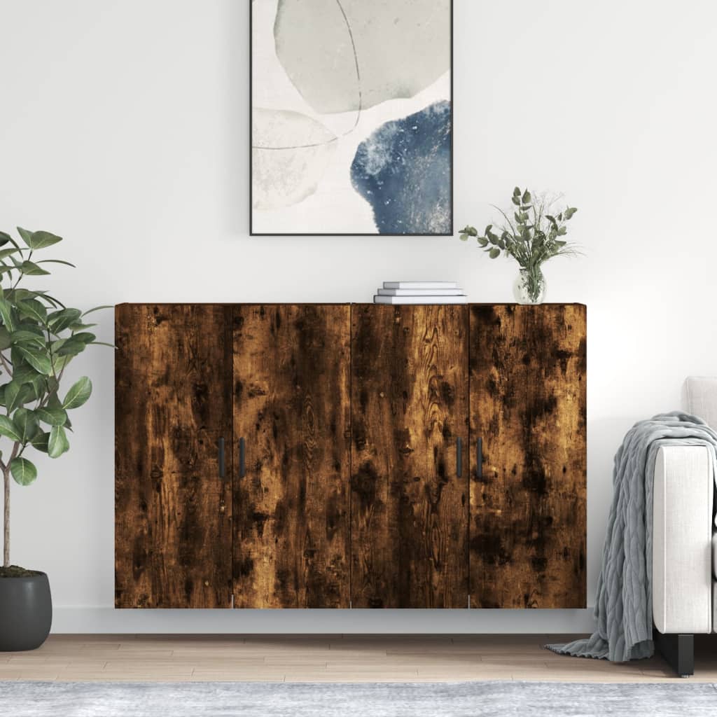 Wall Mounted Cabinets 2 pcs Smoked Oak 69.5x34x90 cm