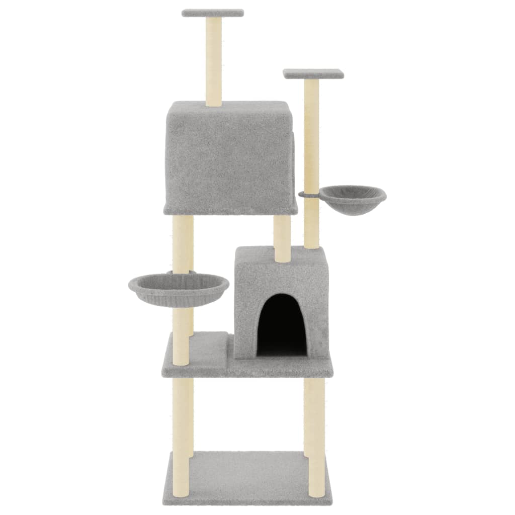 Cat Tree with Sisal Scratching Posts Light Grey 180 cm