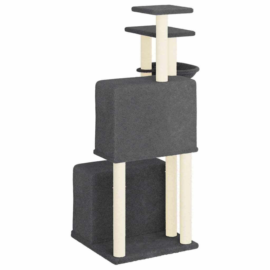 Cat Tree with Sisal Scratching Posts Dark Grey 122 cm