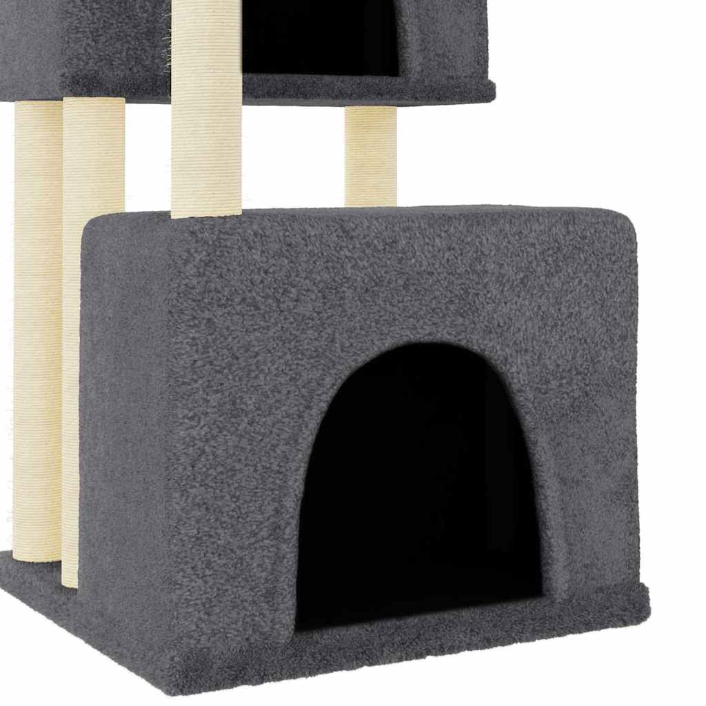 Cat Tree with Sisal Scratching Posts Dark Grey 122 cm