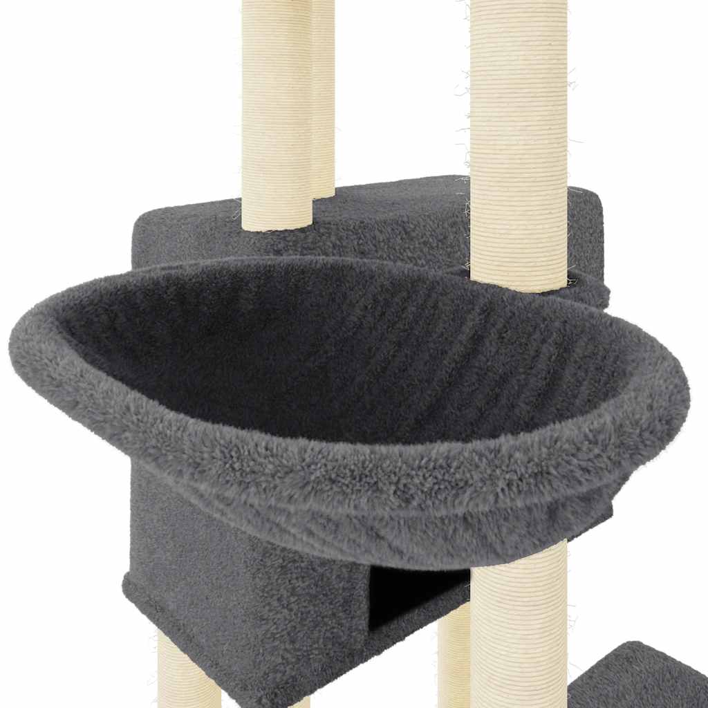 Cat Tree with Sisal Scratching Posts Dark Grey 122 cm
