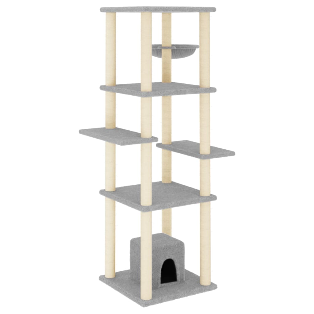 Cat Tree with Sisal Scratching Posts Light Grey 154 cm