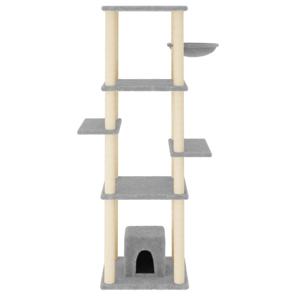Cat Tree with Sisal Scratching Posts Light Grey 154 cm