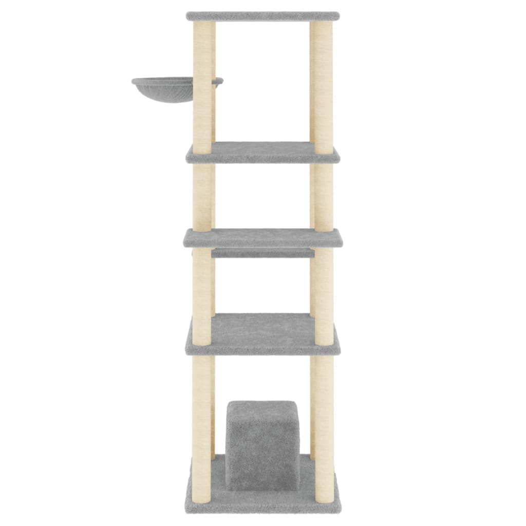 Cat Tree with Sisal Scratching Posts Light Grey 154 cm