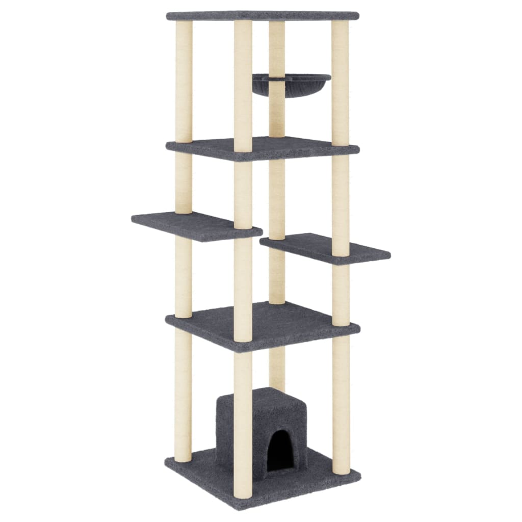 Cat Tree with Sisal Scratching Posts Dark Grey 154 cm