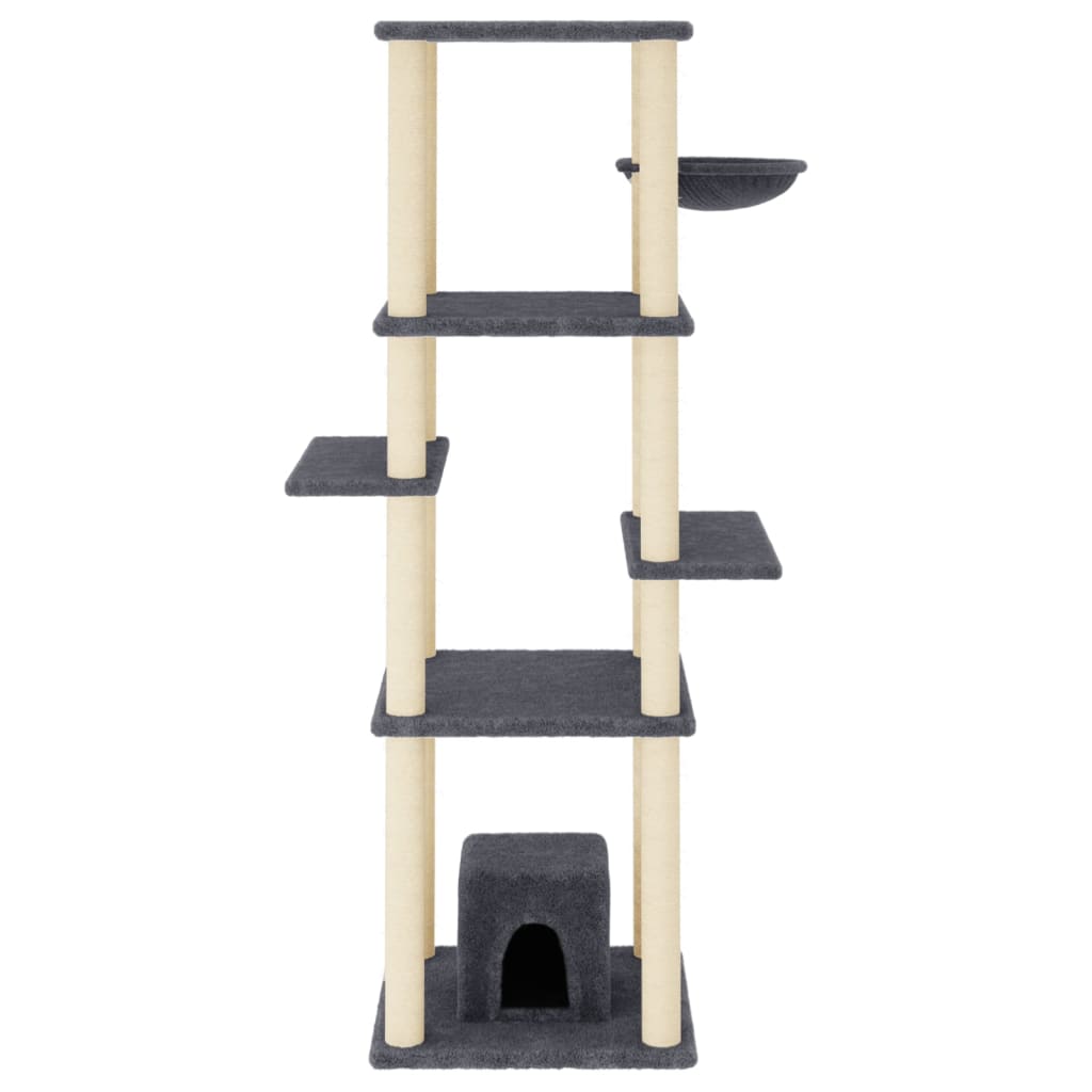 Cat Tree with Sisal Scratching Posts Dark Grey 154 cm