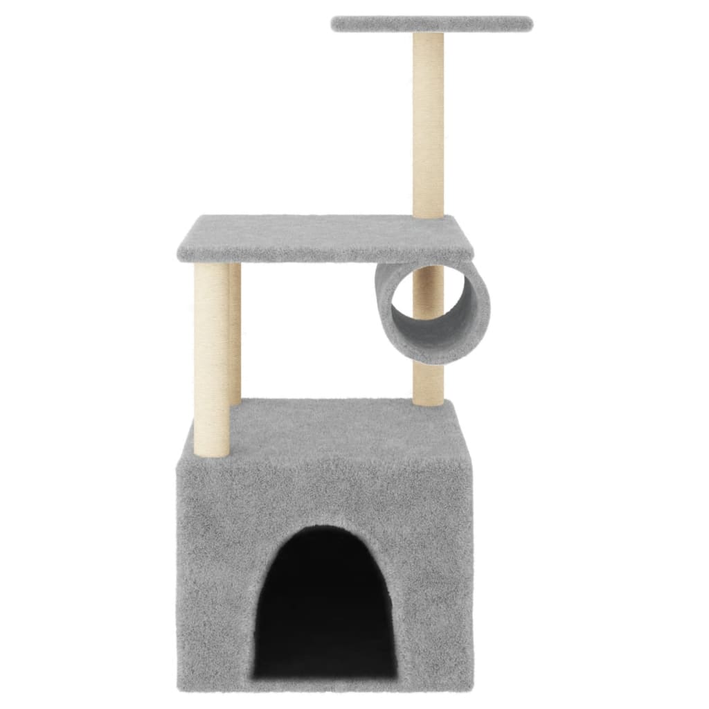 Cat Tree with Sisal Scratching Posts Light Grey 109.5 cm
