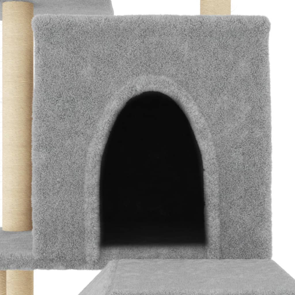 Cat Tree with Sisal Scratching Posts Light Grey 110.5 cm