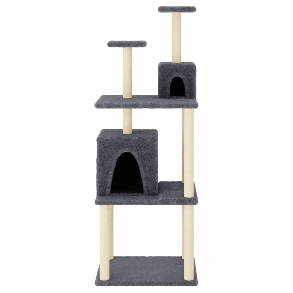Cat Tree with Sisal Scratching Posts Dark Grey 167 cm