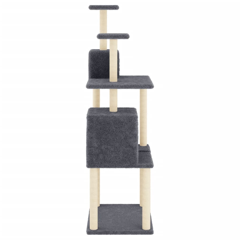 Cat Tree with Sisal Scratching Posts Dark Grey 167 cm