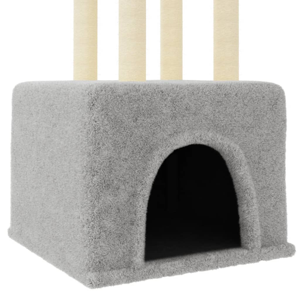 Cat Tree with Sisal Scratching Posts Light Grey 133.5 cm