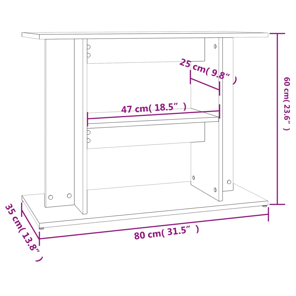 Aquarium Stand Grey Sonoma 80x35x60 cm Engineered Wood
