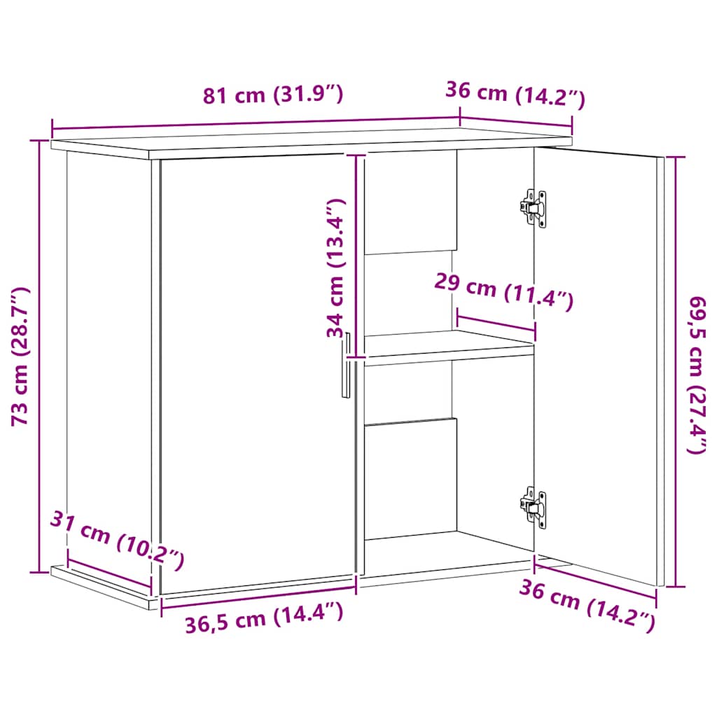 Aquarium Stand Smoked Oak 81x36x73 cm Engineered Wood