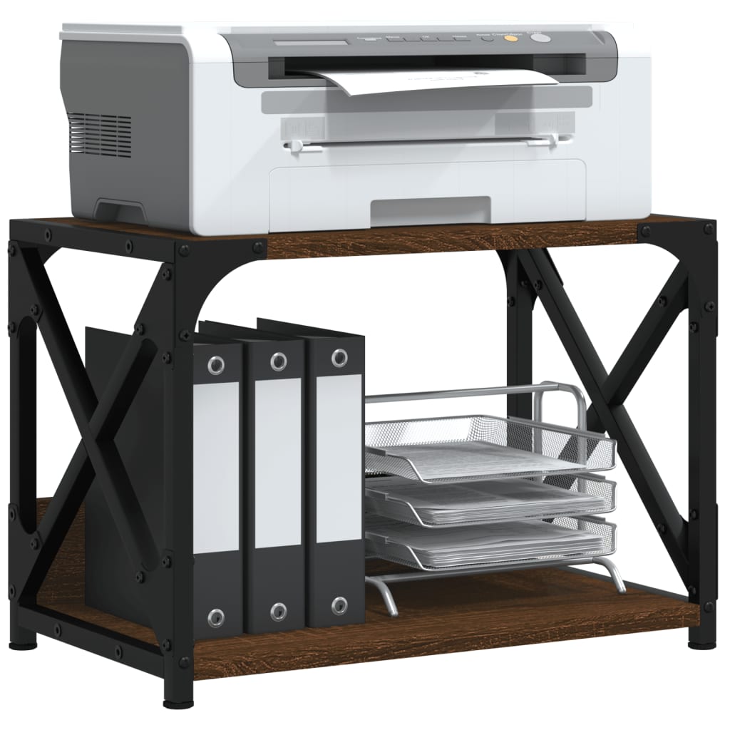 Printer Stand 2-Tier Brown Oak 44x26x31.5 cm Engineered Wood