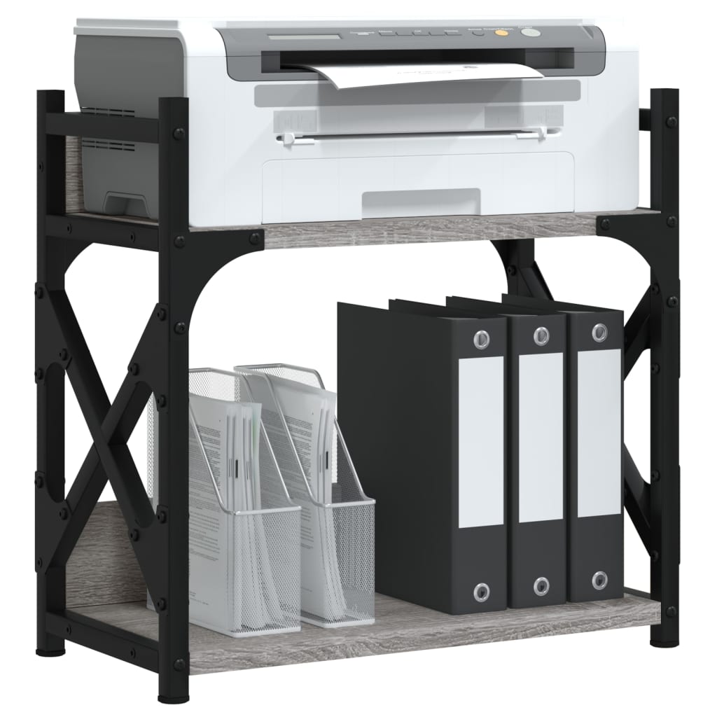 Printer Stand 2-Tier Grey Sonoma 40x20x40 cm Engineered Wood