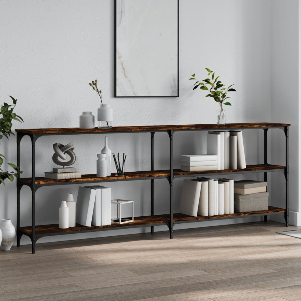Console Table Smoked Oak 200x29x75 cm Engineered Wood