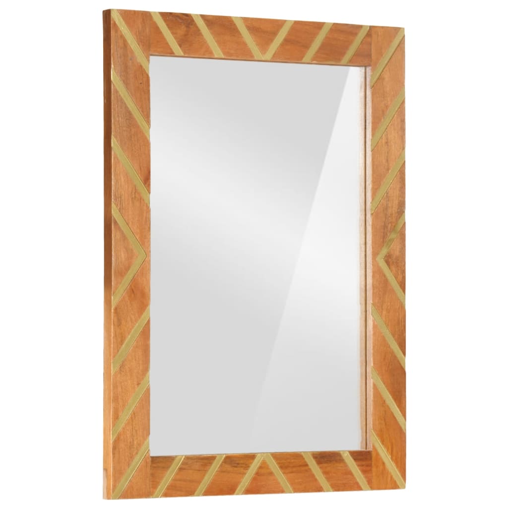 Bathroom Mirror Brown 50x70x3 cm Solid Wood Mango and Glass
