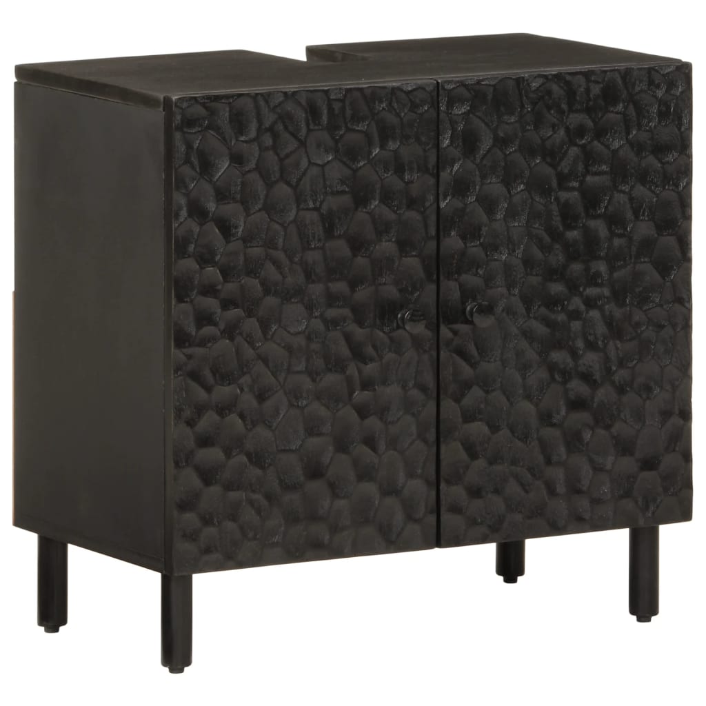 Bathroom Sink Cabinet Black 62x33x58 cm Solid Wood Mango