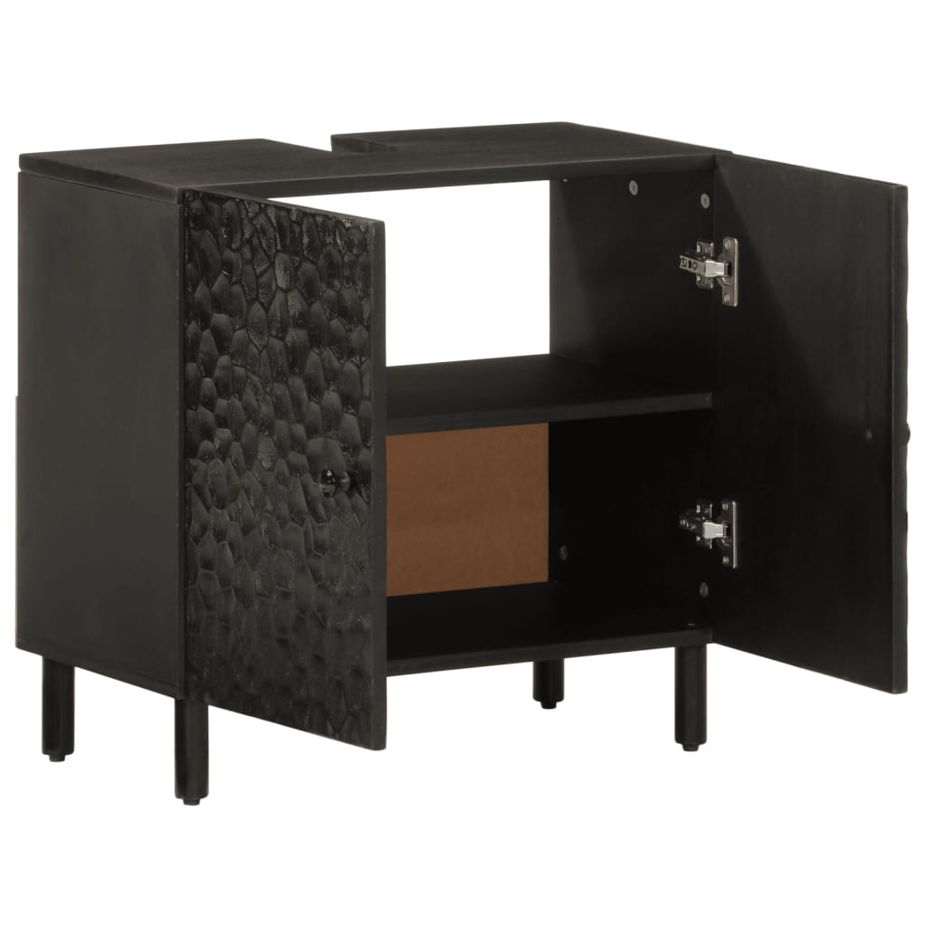 Bathroom Sink Cabinet Black 62x33x58 cm Solid Wood Mango