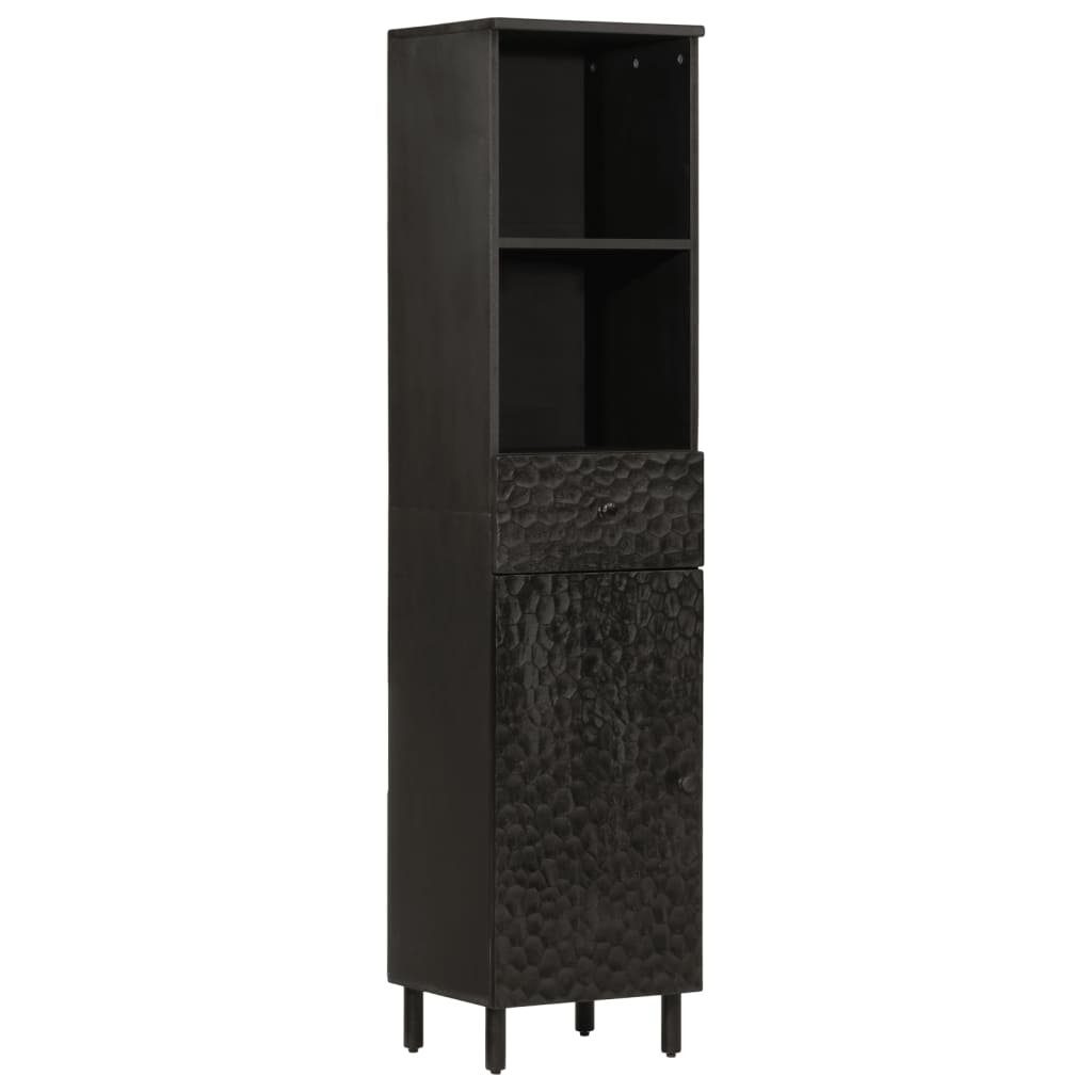 Bathroom Cabinet Black 38x33x160 cm Solid Wood Mango
