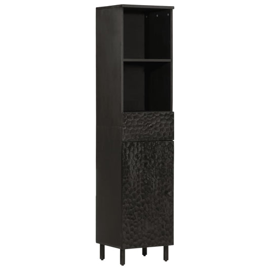 Bathroom Cabinet Black 38x33x160 cm Solid Wood Mango
