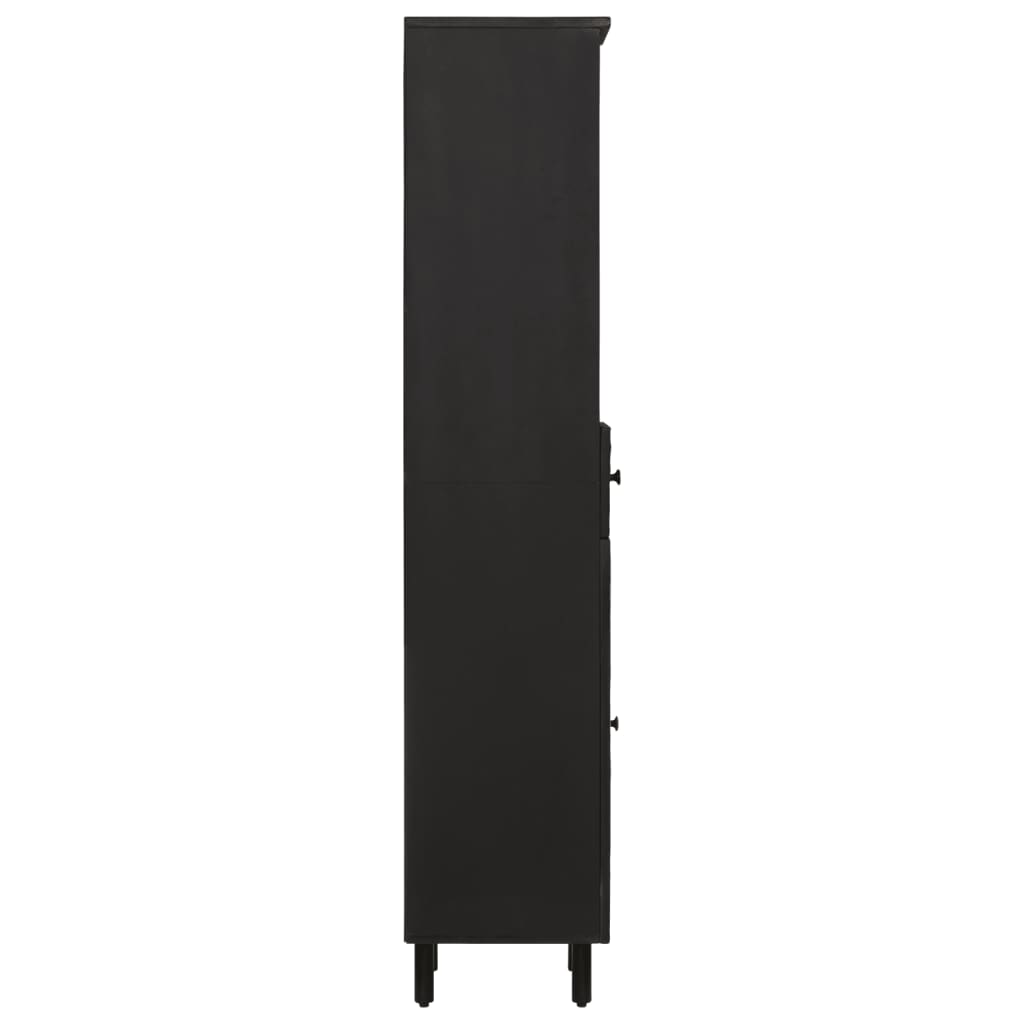 Bathroom Cabinet Black 38x33x160 cm Solid Wood Mango
