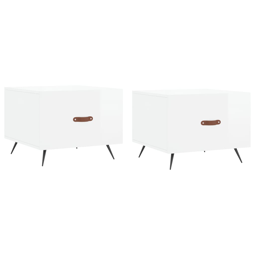 Coffee Tables 2pcs High Gloss White 50x50x40 cm Engineered Wood