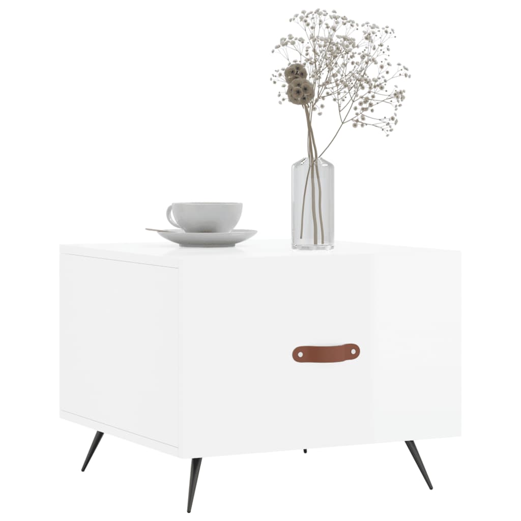 Coffee Tables 2pcs High Gloss White 50x50x40 cm Engineered Wood