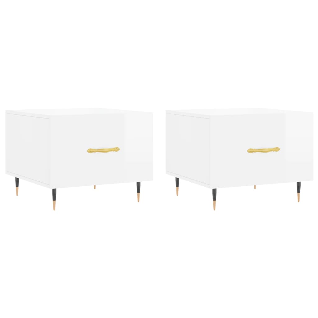 Coffee Tables 2pcs High Gloss White 50x50x40 cm Engineered Wood