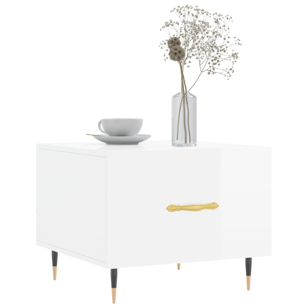Coffee Tables 2pcs High Gloss White 50x50x40 cm Engineered Wood