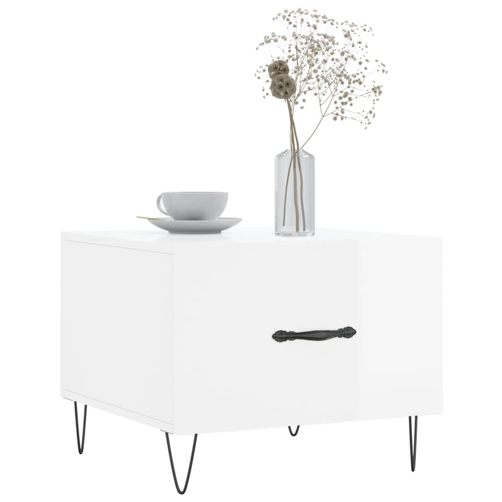 Coffee Tables 2pcs High Gloss White 50x50x40 cm Engineered Wood