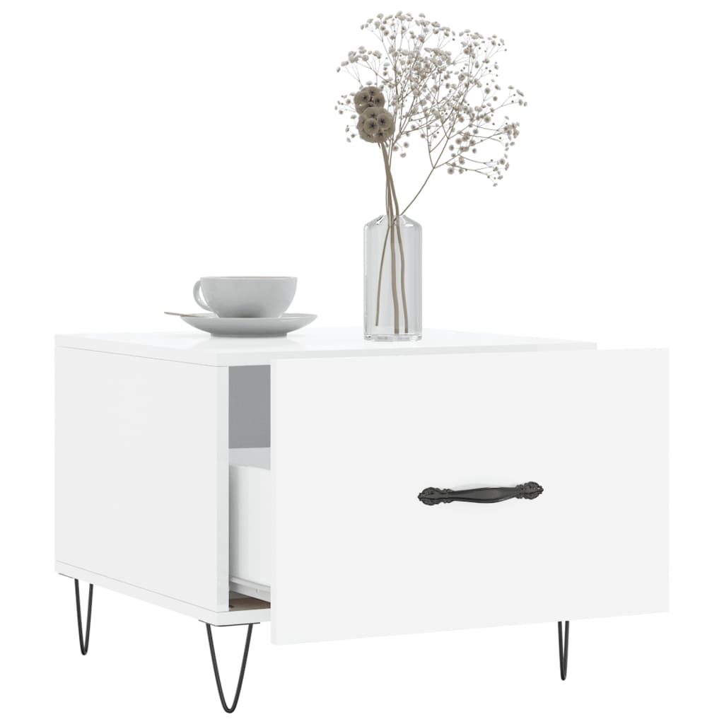 Coffee Tables 2pcs High Gloss White 50x50x40 cm Engineered Wood