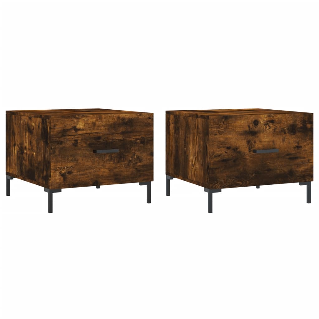 Coffee Tables 2 pcs Smoked Oak 50x50x40 cm Engineered Wood