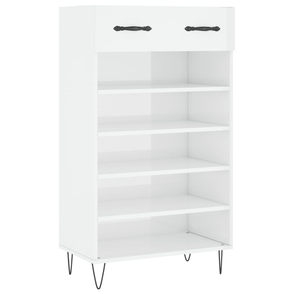 Shoe Cabinet High Gloss White 60x35x105 cm Engineered Wood