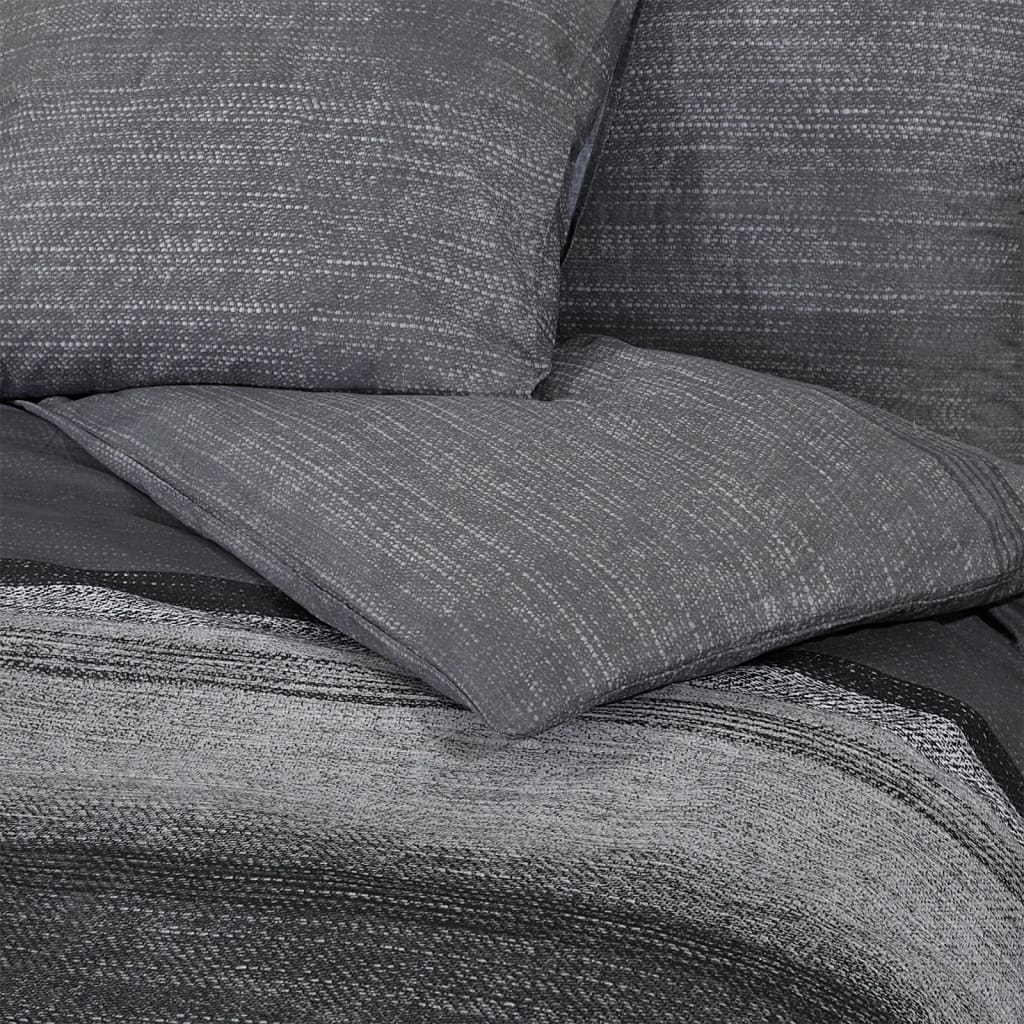 Duvet Cover Set Dark Grey 220x240 cm Cotton