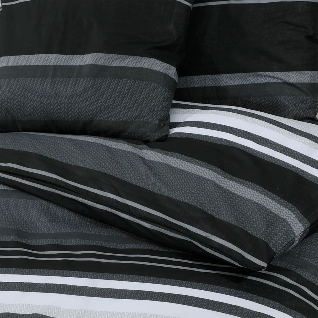 Duvet Cover Set Black and White 200x220 cm Cotton