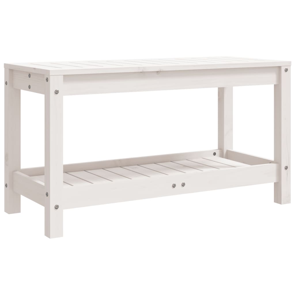 Garden Bench White 82.5x35x45 cm Solid Wood Pine