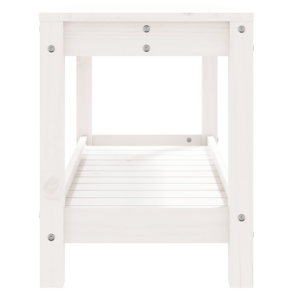 Garden Bench White 82.5x35x45 cm Solid Wood Pine