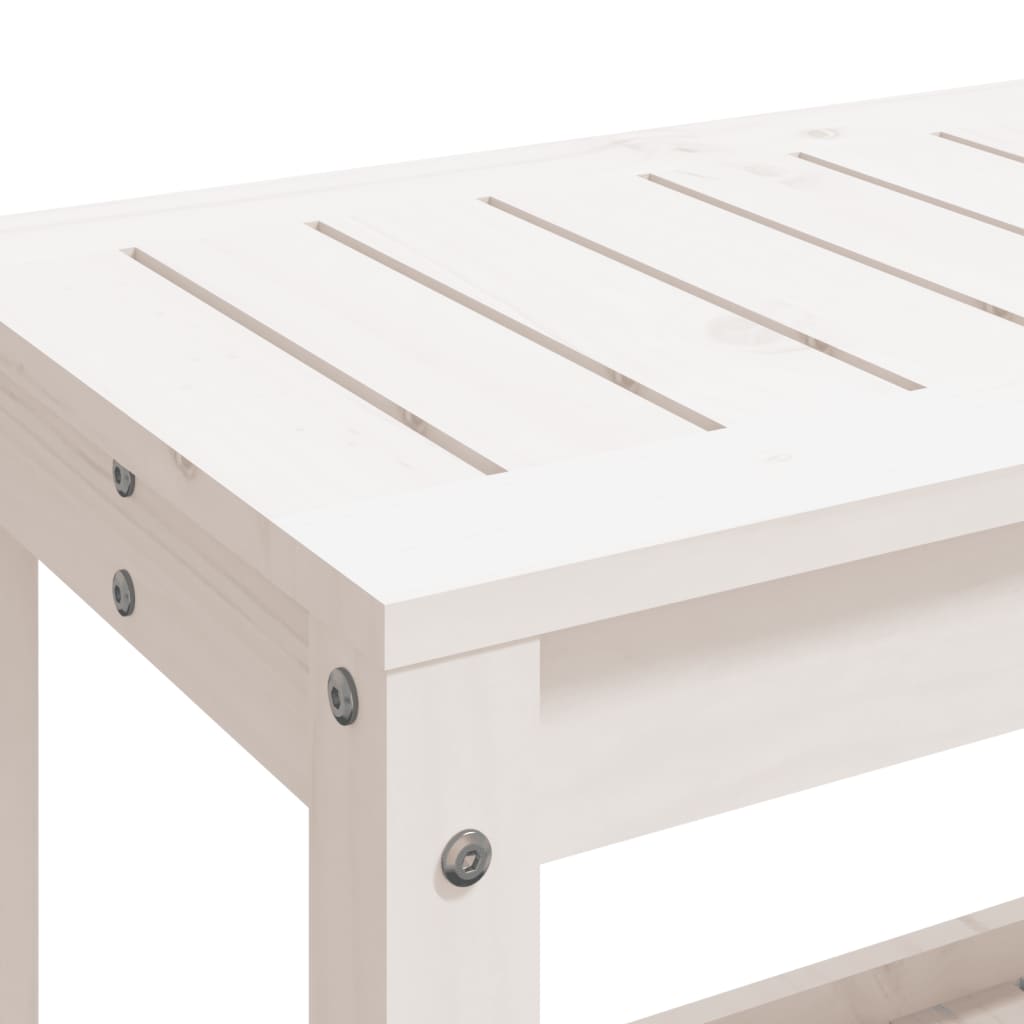 Garden Bench White 82.5x35x45 cm Solid Wood Pine