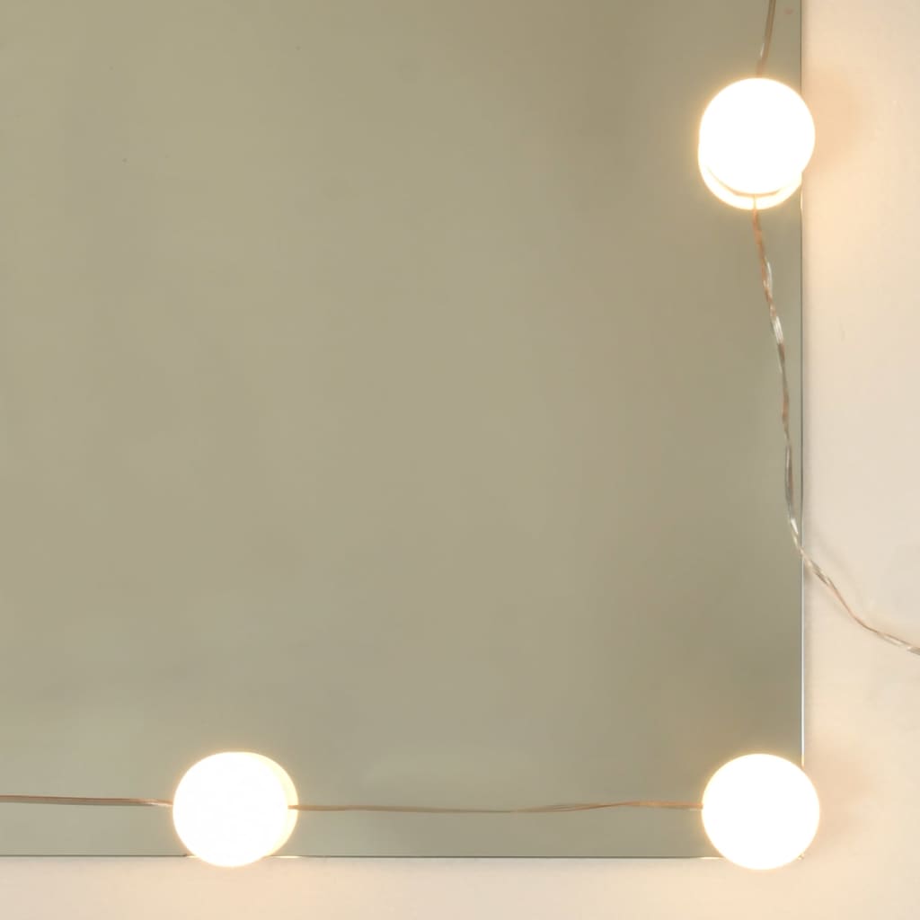 Dressing Table with LED Lights Black 90x42x132.5 cm