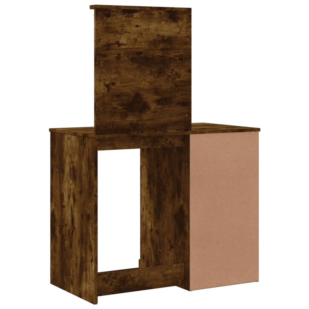 Dressing Table with LED Lights Smoked Oak 90x42x132.5 cm