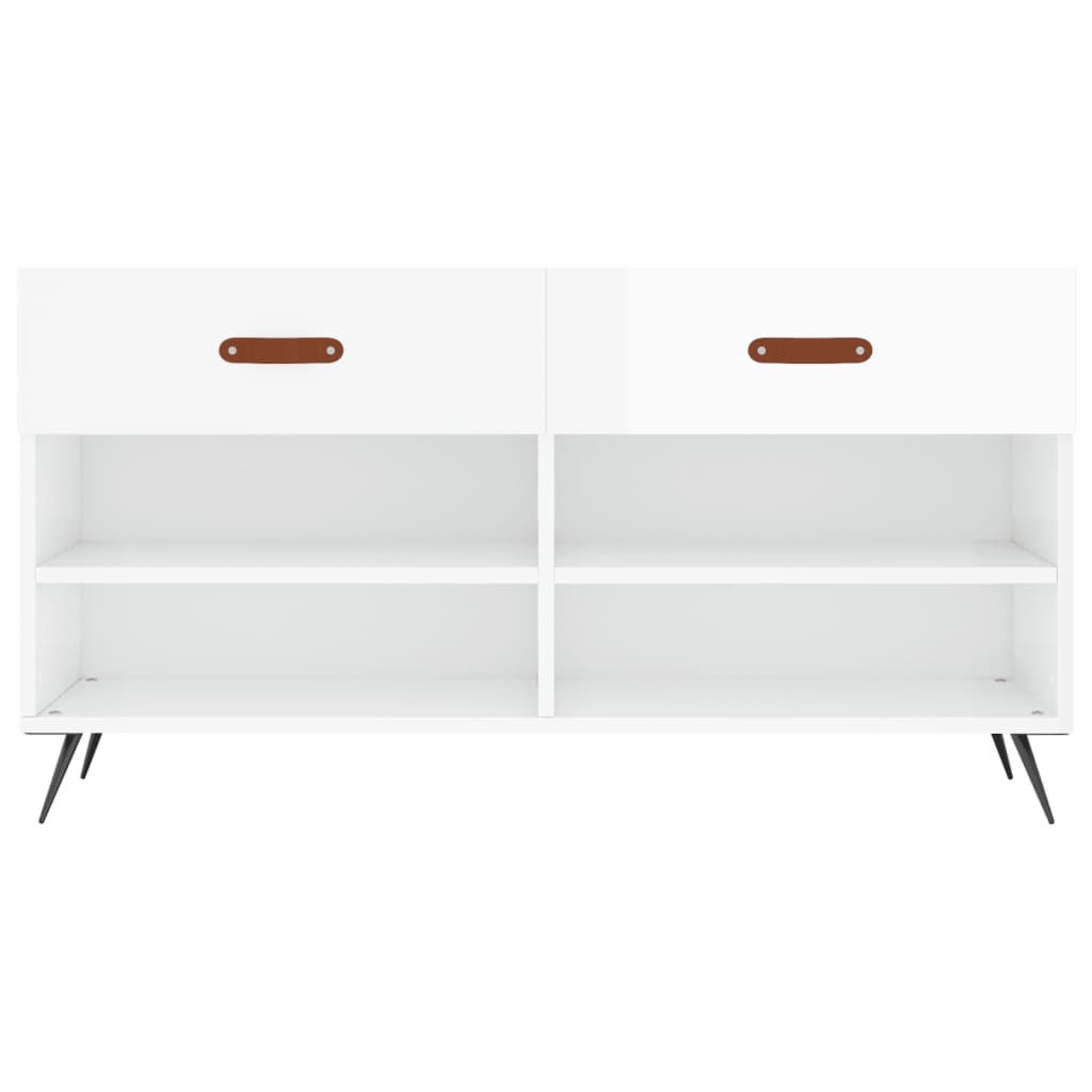 Shoe Bench High Gloss White 102x35x55 cm Engineered Wood