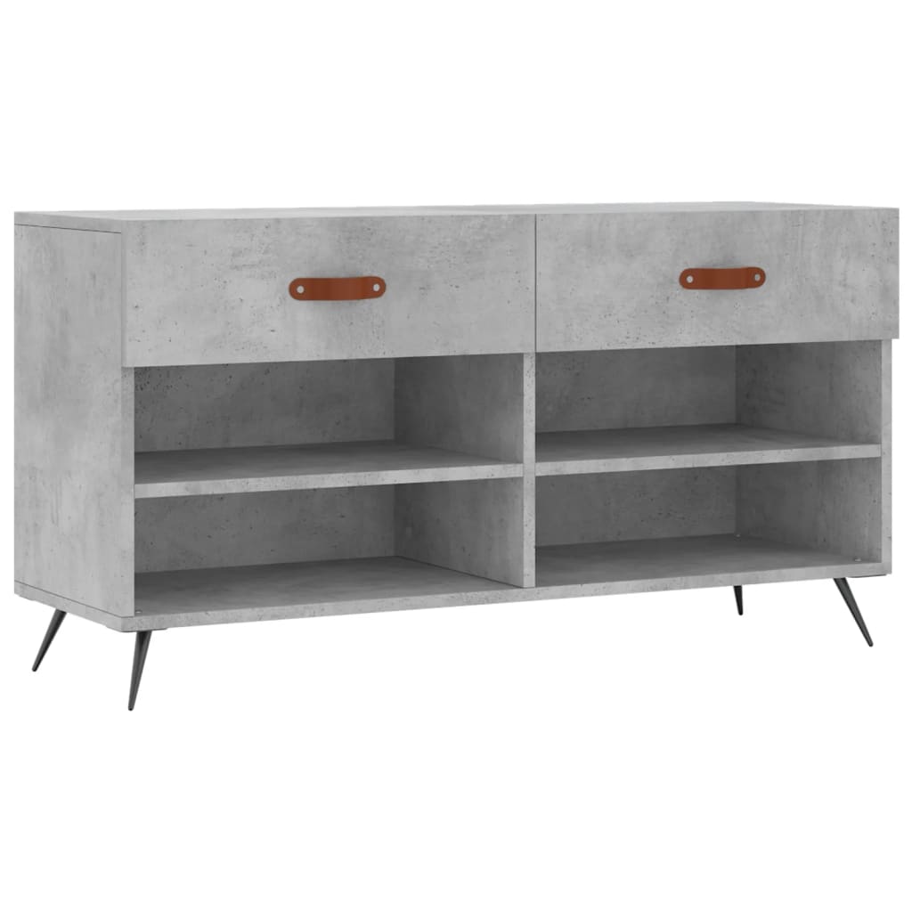Shoe Bench Concrete Grey 102x35x55 cm Engineered Wood
