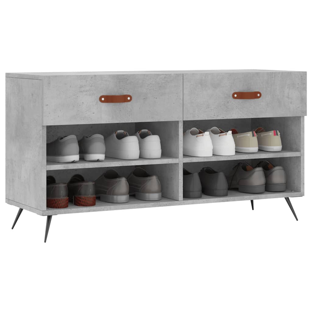 Shoe Bench Concrete Grey 102x35x55 cm Engineered Wood