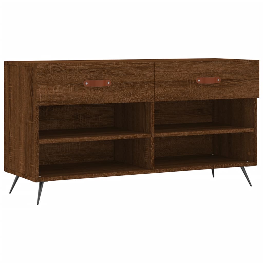 Shoe Bench Brown Oak 102x35x55 cm Engineered Wood