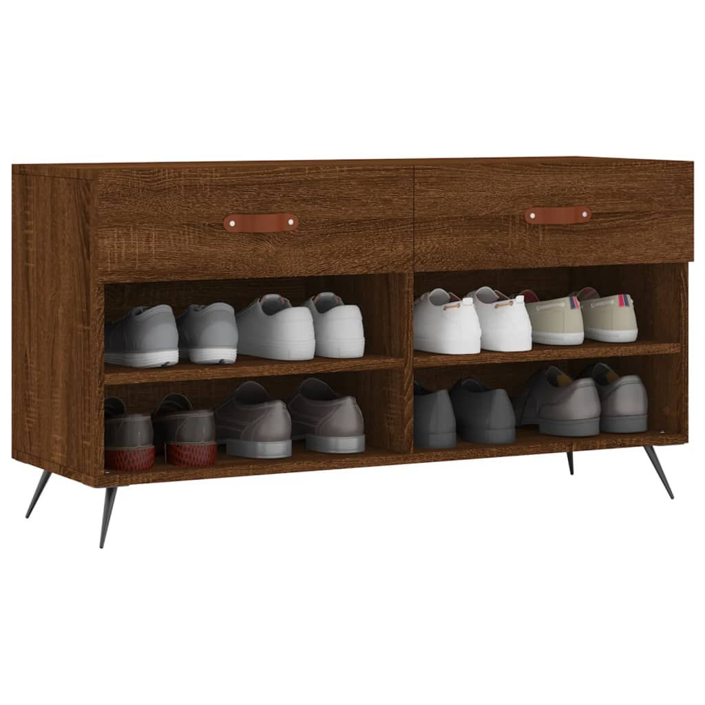 Shoe Bench Brown Oak 102x35x55 cm Engineered Wood